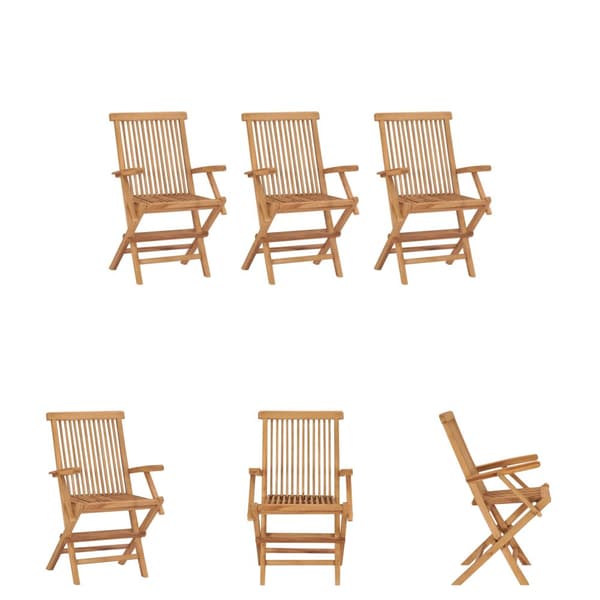 The Living Store Hopfällbara trädgårdsstolar 3 st massiv teak -  Utestolar
