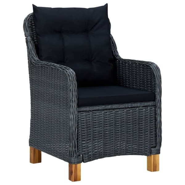 The Living Store havestole med hynder 2 stk. polyrattan mørkegrå -  Havestole