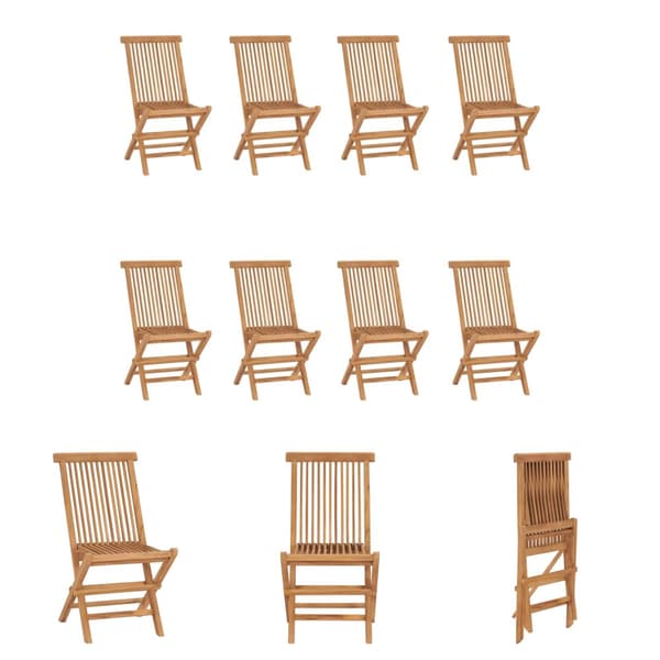 The Living Store Hopfällbara trädgårdsstolar 8 st massiv teak - Utestolar