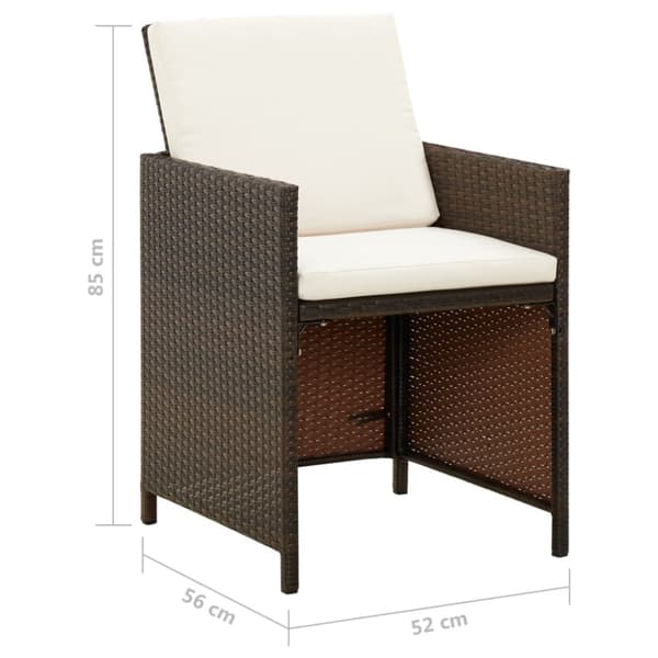 The Living Store Trädgårdsstolar 4 st med dynor konstrotting brun - Utestolar