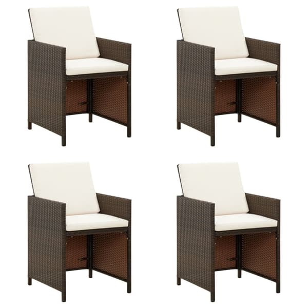 The Living Store Trädgårdsstolar 4 st med dynor konstrotting brun -  Utestolar