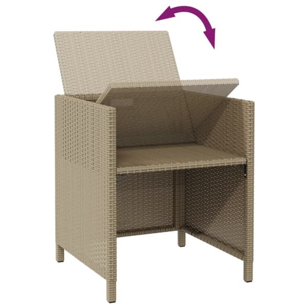 The Living Store Trädgårdsstolar med pallar 2 st konstrotting beige - Utestolar