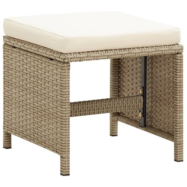 The Living Store Trädgårdsstolar med pallar 2 st konstrotting beige - Utestolar