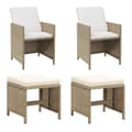 Miniatyrbild 2 av 11: The Living Store Trädgårdsstolar med pallar 2 st konstrotting beige -  Utestolar
