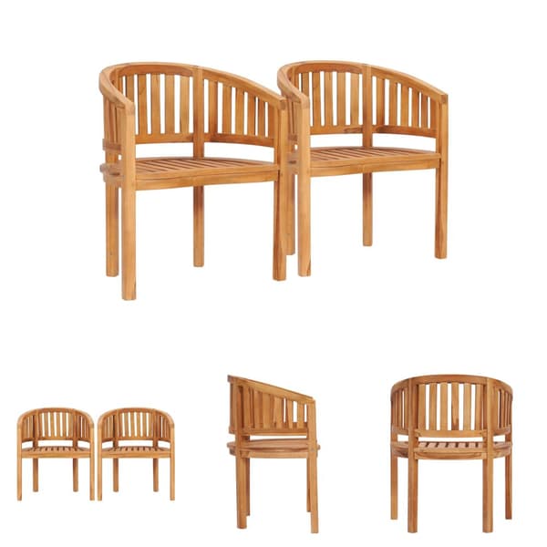 The Living Store Bananstolar 2 st massiv teak - Utestolar