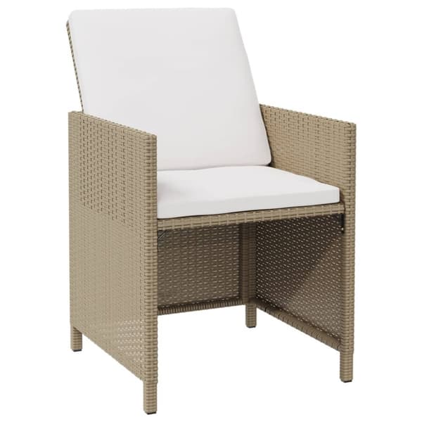 The Living Store havestole 4 stk. med hynder polyrattan beige - Havestole
