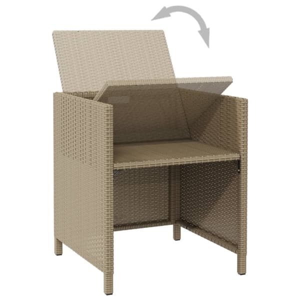 The Living Store havestole 4 stk. med hynder polyrattan beige - Havestole