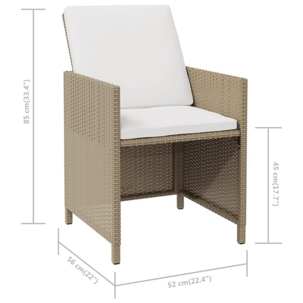 The Living Store havestole 4 stk. med hynder polyrattan beige - Havestole
