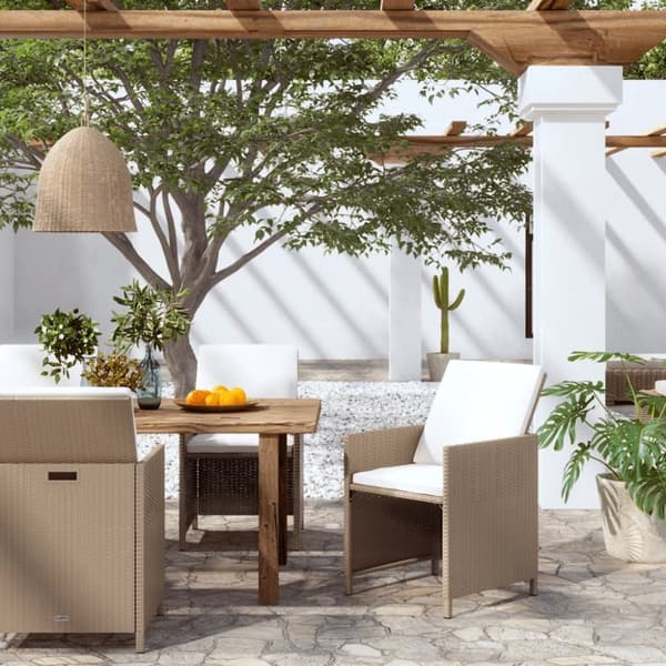 The Living Store havestole 4 stk. med hynder polyrattan beige - Havestole