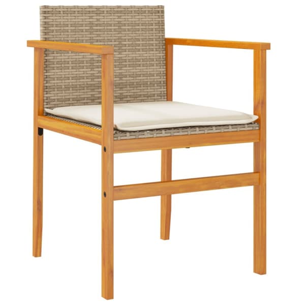 The Living Store havestole 2 stk. med hynder polyrattan og massivt træ beige - Havestole