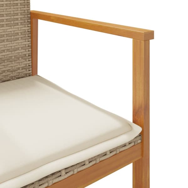 The Living Store havestole 2 stk. med hynder polyrattan og massivt træ beige -  Havestole