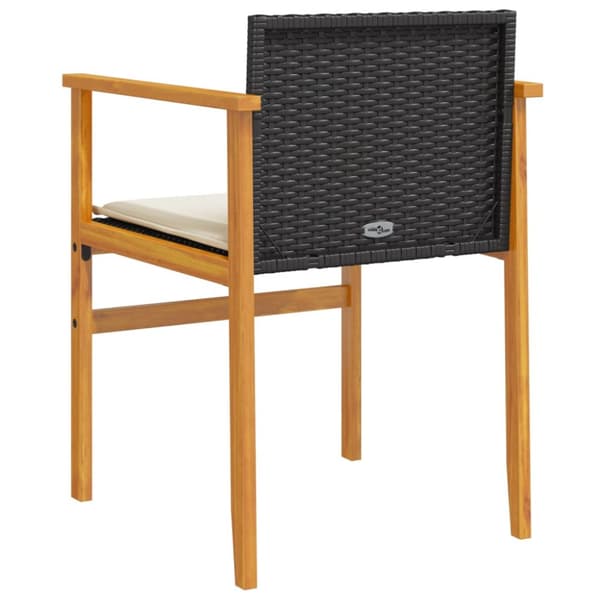 The Living Store havestole 2 stk. med hynder polyrattan og massivt træ sort -  Havestole