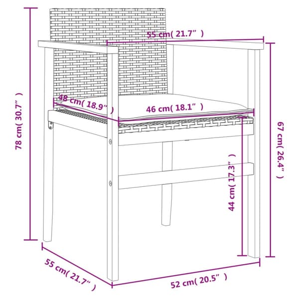 The Living Store havestole 2 stk. med hynder polyrattan og massivt træ sort -  Havestole