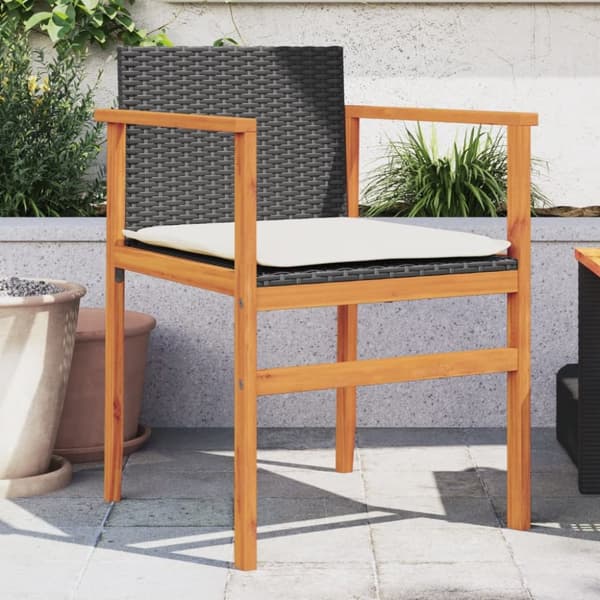 The Living Store havestole 2 stk. med hynder polyrattan og massivt træ sort -  Havestole