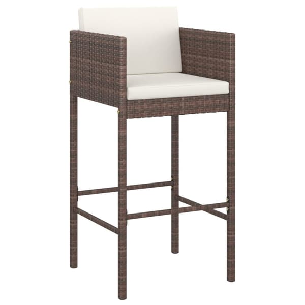 The Living Store Barstolar med dynor 2 st brun konstrotting - Utestolar