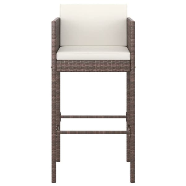 The Living Store Barstolar med dynor 2 st brun konstrotting - Utestolar