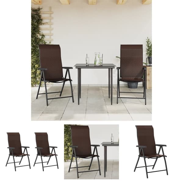The Living Store havestole 2 stk. foldbar polyrattan brun - Havestole