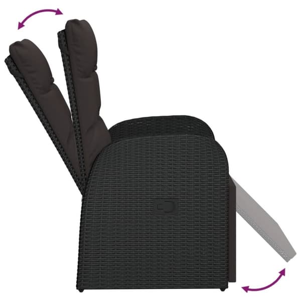 The Living Store havestol med hynder justerbart ryglæn polyrattan sort -  Havestole