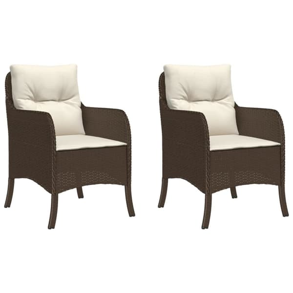 The Living Store havestole med hynder 2 stk. polyrattan brun - Havestole