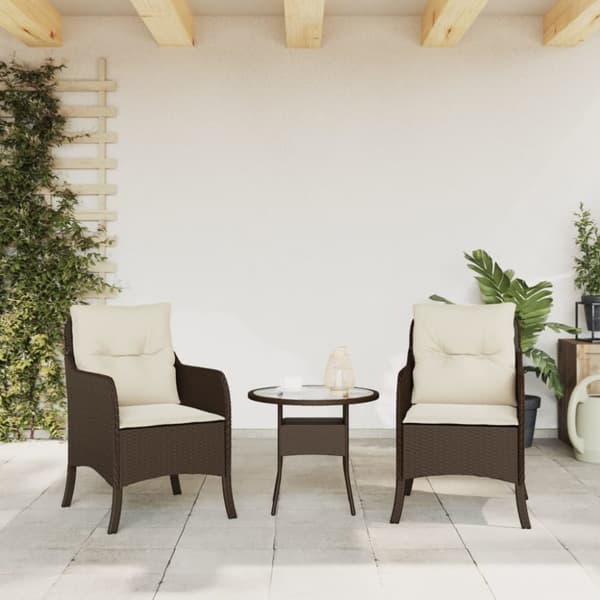The Living Store havestole med hynder 2 stk. polyrattan brun - Havestole