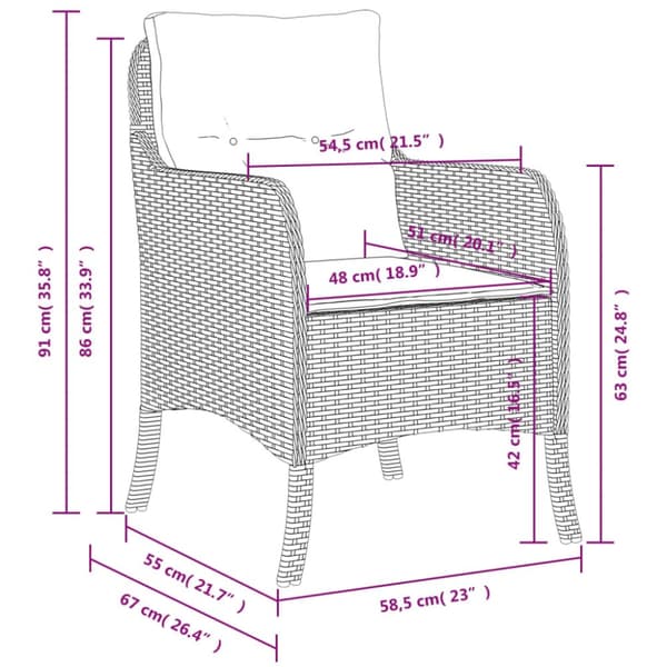 The Living Store havestole med hynder 2 stk. polyrattan brun - Havestole