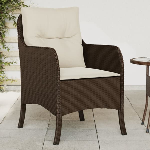 The Living Store havestole med hynder 2 stk. polyrattan brun - Havestole