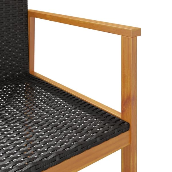 The Living Store Trädgårdsstolar 2 st svart konstrotting och massivt trä -  Utestolar