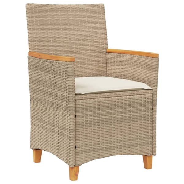 The Living Store Trädgårdsstolar m.dynor 2 st beige konstrotting och massivt trä - Utestolar