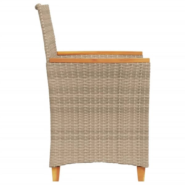 The Living Store Trädgårdsstolar m.dynor 2 st beige konstrotting och massivt trä - Utestolar