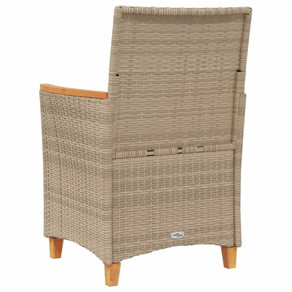 The Living Store Trädgårdsstolar m.dynor 2 st beige konstrotting och massivt trä - Utestolar