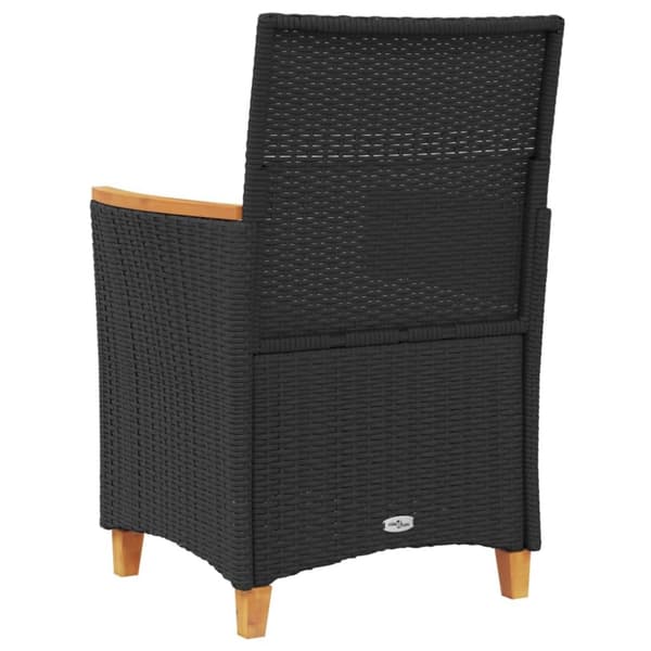 The Living Store Trädgårdsstolar m.dynor 2 st svart konstrotting och massivt trä - Utestolar