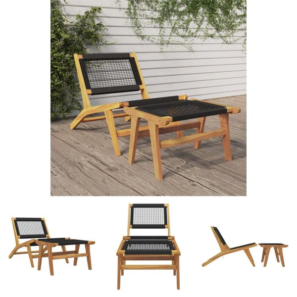 The Living Store Trädgårdsstol med fotstöd massiv teak och polyester -  Utestolar