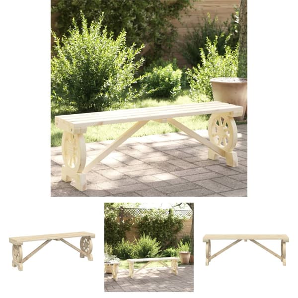 The Living Store Trädgårdsbänk 115 cm massivt granträ - Utestolar