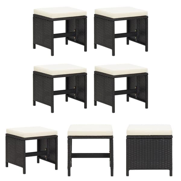 The Living Store haveskamler 4 stk. med hynder polyrattan sort - Havestole