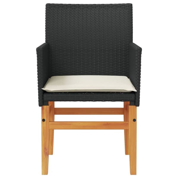 The Living Store Trädgårdsstolar m.dynor 2 st svart konstrotting och massivt trä -  Utestolar
