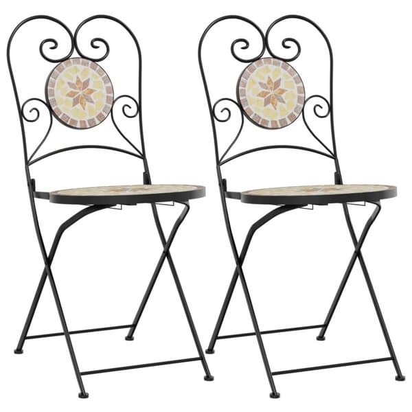 The Living Store bistrostole 2 stk. foldbar keramik terrakottafarvet og hvid - Havestole