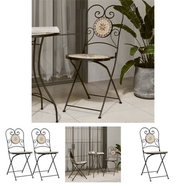 The Living Store bistrostole 2 stk. foldbar keramik terrakottafarvet og hvid -  Havestole