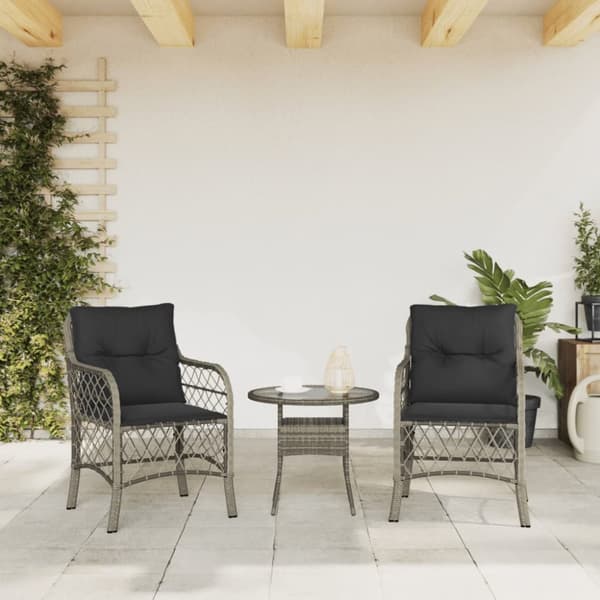 The Living Store Trädgårdsstolar med dynor 2 st grå konstrotting -  Utestolar