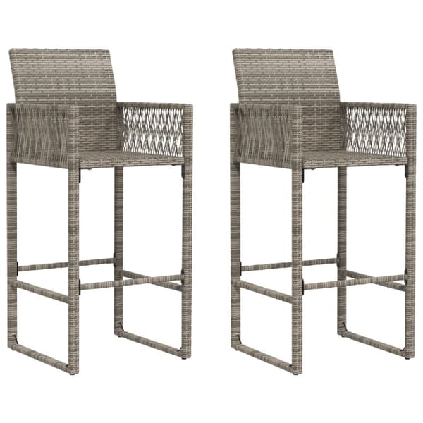 The Living Store udendørs barstole 2 stk. polyrattan grå -  Havestole