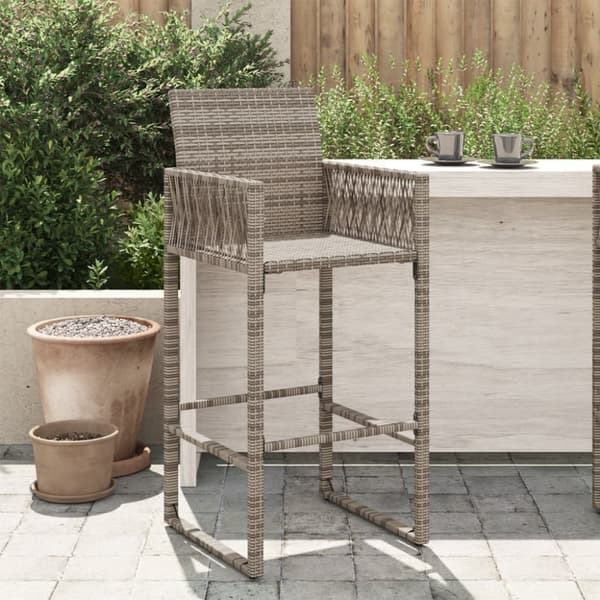 The Living Store udendørs barstole 2 stk. polyrattan grå -  Havestole