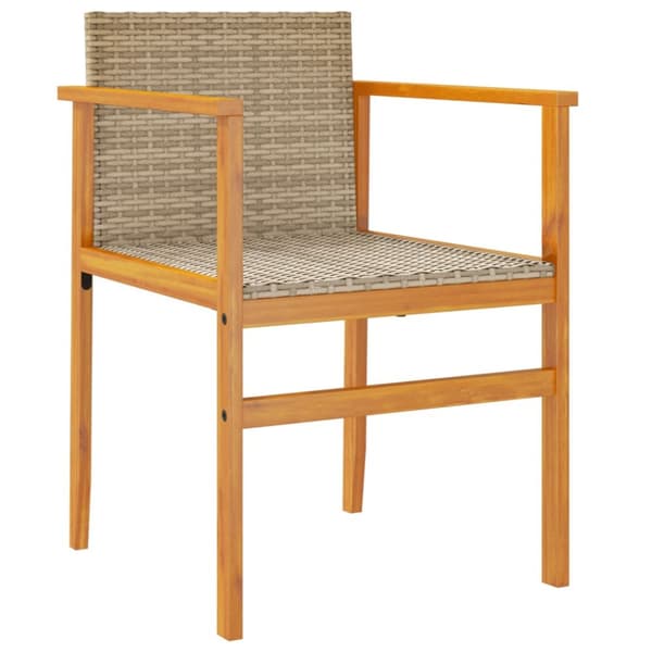 The Living Store Trädgårdsstolar 2 st beige konstrotting och massivt trä - Utestolar