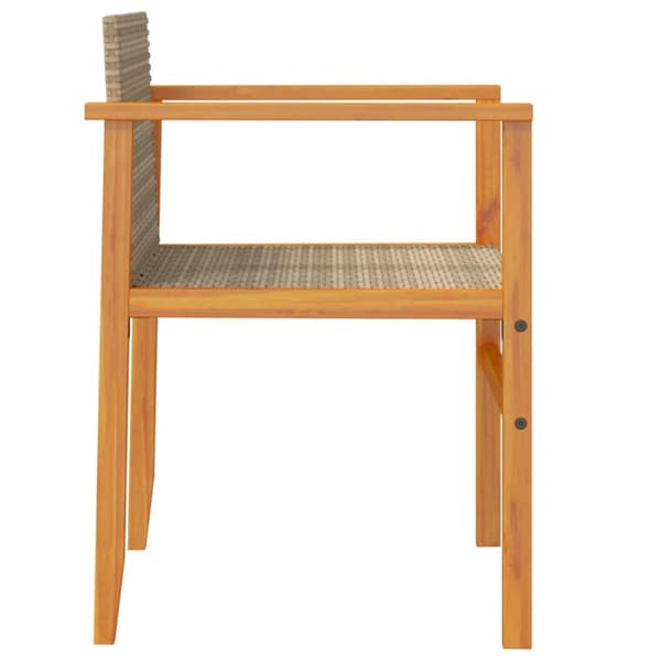 The Living Store Trädgårdsstolar 2 st beige konstrotting och massivt trä - Utestolar