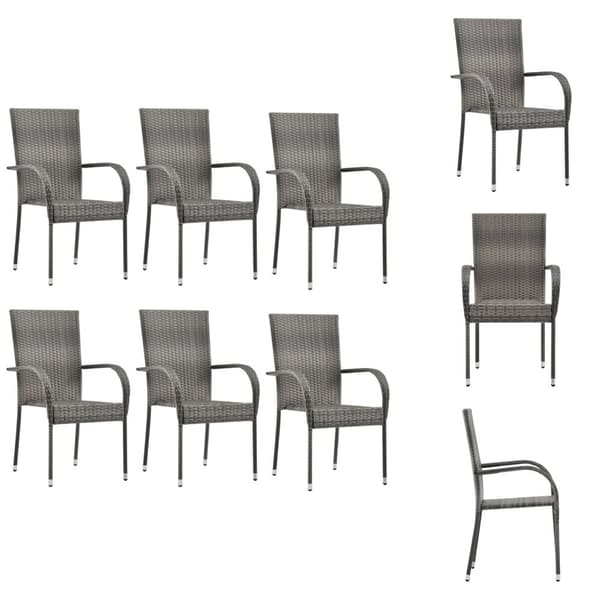 Havestole - Living havestole 6 stk. stabelbare polyrattan grå