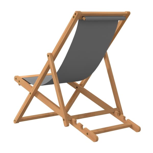 Havestole - Living foldbar strandstol massivt teaktræ grå