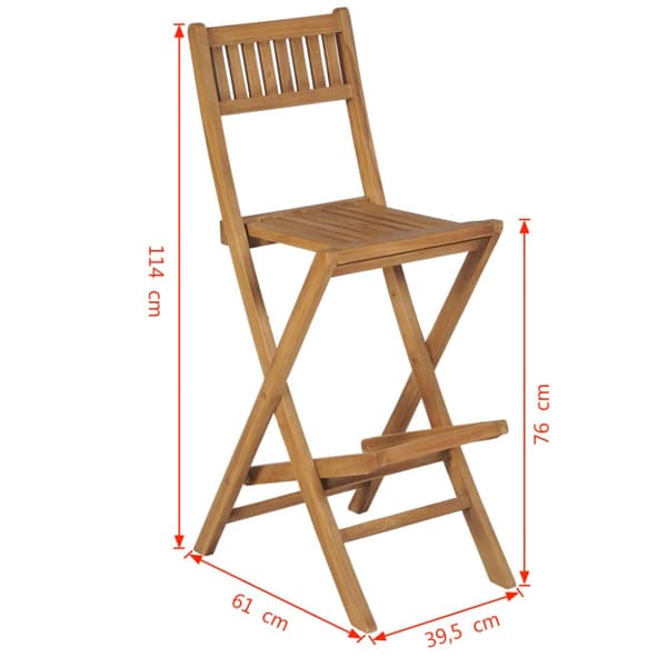Utestolar - Living Hopfällbara barstolar 2 st massiv teak