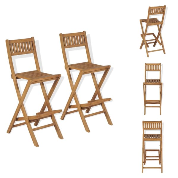 Utestolar - Living Hopfällbara barstolar 2 st massiv teak