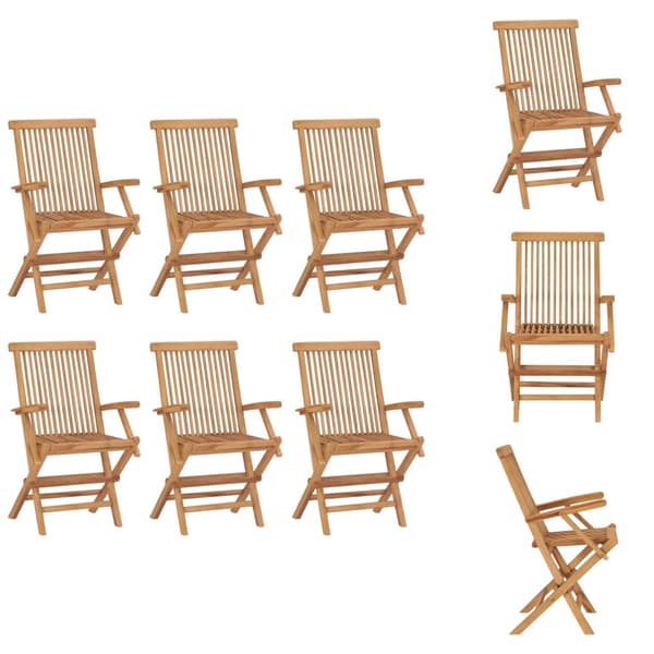 Utestolar - Living Hopfällbara trädgårdsstolar 6 st massiv teak
