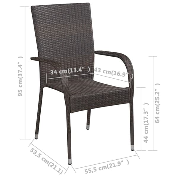 Havestole - Living stabelbare havestole 4 stk. polyrattan brun