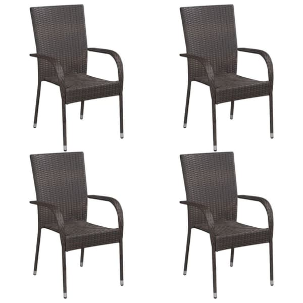 Havestole - Living stabelbare havestole 4 stk. polyrattan brun