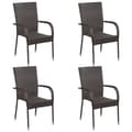 Miniatyrbillede 2 af 6: Havestole - Living stabelbare havestole 4 stk. polyrattan brun
